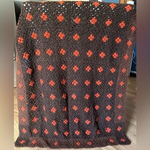 Vintage Crotchet Afghan Throw Blanket Boho Bedspread Granny square Quilt